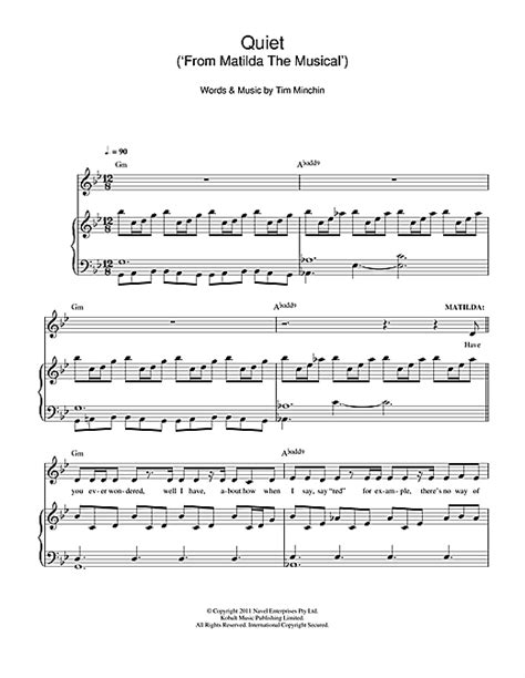 Tim Minchin Quiet ('From Matilda The Musical') Sheet Music Notes, Chords | Sheet music notes ...