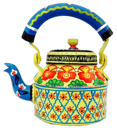 Buy Ihandikart Hand Painted Designer Aluminium Kettle For Tea Coffee