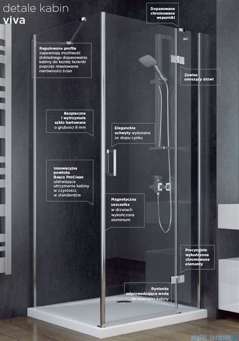 Besco Viva Kabina Prostok Tna Prawa X X Cm Przejrzyste Vpp