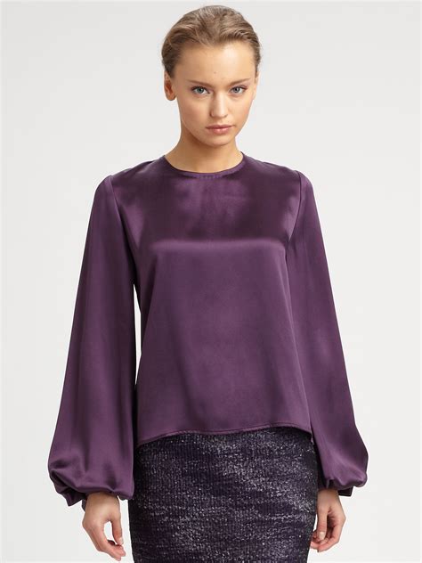 Carolina Herrera Silk Charmeuse Blouse In Purple Lyst