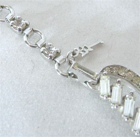 Trifari Vintage Rhinestone Baguette Necklace For Sale At 1stdibs