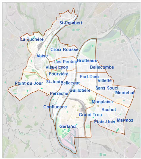 Plan Et Carte Des Quartiers De Lyon Districts Et Banlieue Off