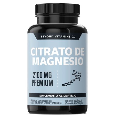 Citrato de Magnesio Suplementos alimenticio 2100mg 180 Cápsulas Beyond