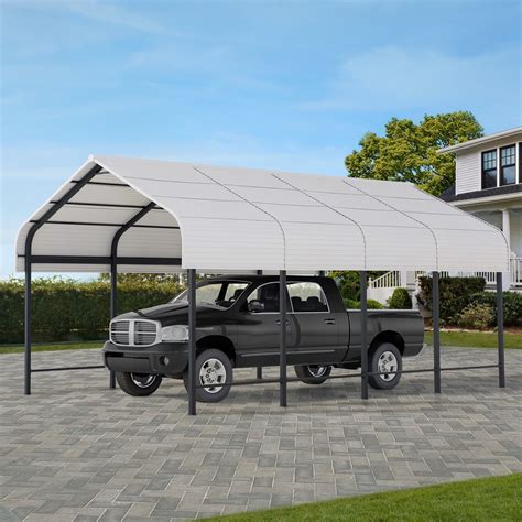 Sunjoy Steel Carports 12x20 Heavy Duty Metal Gazebo, Outdoor Living Pavilion with Ceiling Hook ...