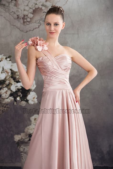 Pearl Pink One Shoulder High Low Prom Gown Evening Dress