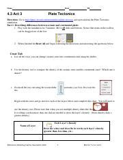 Understanding Plate Tectonics Through Phet Simulation Course Hero