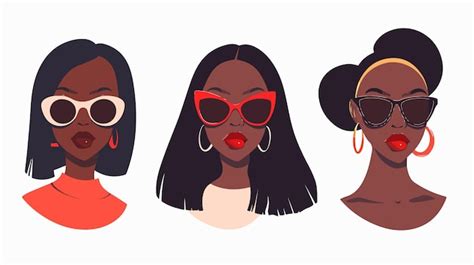 Stylish Black Women In Sunglasses Looking At Camera Premium AI