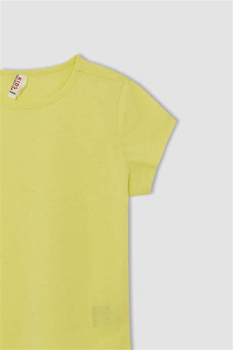 Yellow Girls And Teens Girl Regular Fit Short Sleeved T Shirt 1862909 Defacto