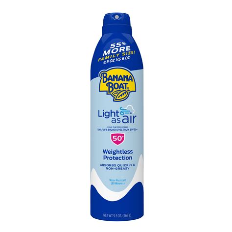 Banana Boat Light As Air Clear Sunscreen Spray SPF 50+, 9.5 oz