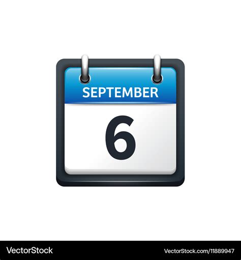 September 6 calendar icon Royalty Free Vector Image