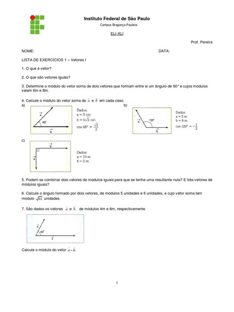 PDF Lista 1 Vetores I DOKUMEN TIPS