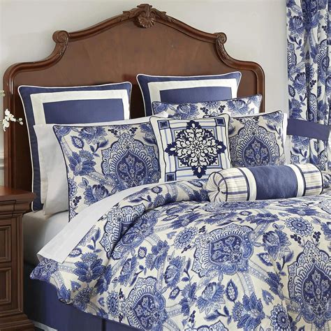 Croscill Home Leland 4 Piece California King Comforter Set In Blue And Ivory