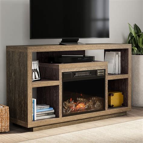 Millwood Pines Emmi Tv Stand For Tvs Up To 55 Inches With Electric Fireplace Included And Reviews