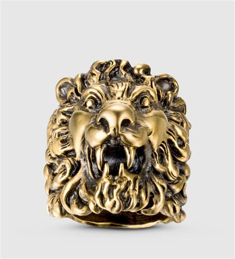 Lyst Gucci Lion Head Ring In Metallic For Men