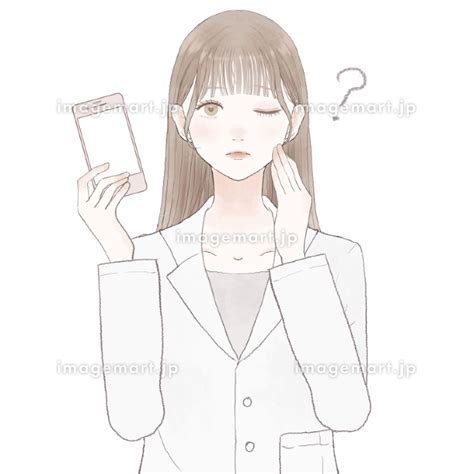 スマホを持つ、疑問を持っている女性医師のイラスト素材 175288318 イメージマート