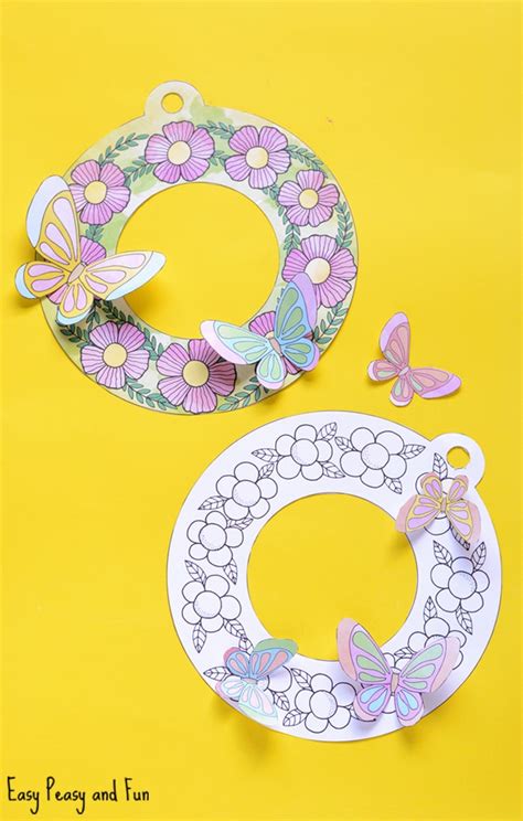 Printable Flower Wreaths - Simple Spring Craft Idea - Easy Peasy and Fun