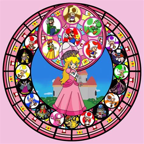 Mario Kh Stained Glass Princess Peach By Purpleorchid On