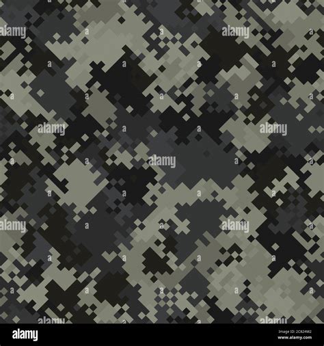 Military Camouflage Seamless Pattern Urban Digital Pixel Style Stock