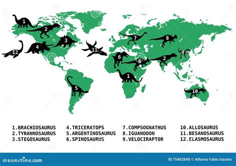 World Map Of Where Dinosaurs Lived