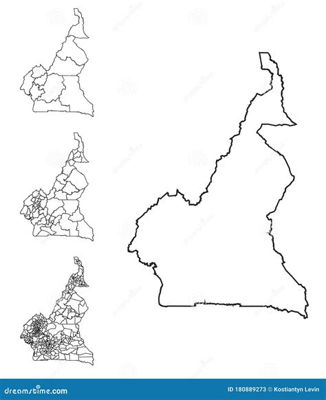 Cameroon Outline Map Administrative Regions Cartoon Vector ...