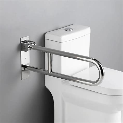 Sus Stainless Steel Swing Up Bathroom U Shape Toilet Handrail