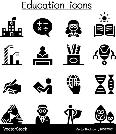 Education learning icon set Royalty Free Vector Image