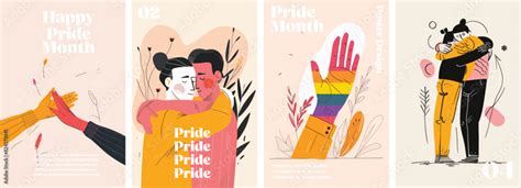 Gay Pride Month Poster Design Collection Set Of Banners For Lgbtq