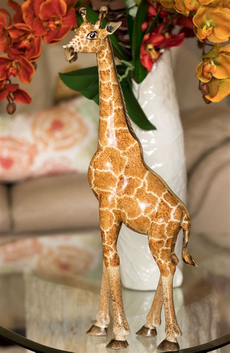 Hand Carved Standing Wooden Giraffe Inch Psperu