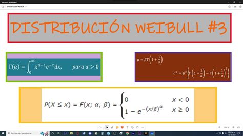 Funci N De Distribuci N Weibull Probabilidad Y Estad Stica Youtube