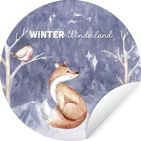 WallCircle Muurstickers Behangcirkel Winter Sneeuw Vos