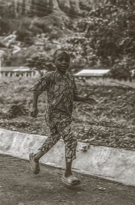 running boy  black  white  stock photo