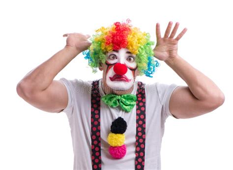 Funny Clown Acting Silly Isolated on White Background Stock Image ...