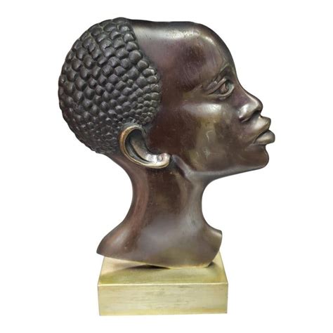 S Austrian Art Deco Bronze African Woman Bust Sculpture After