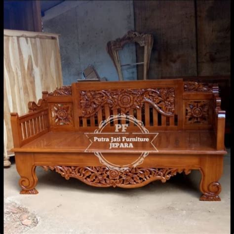 Jual Bangku Resban Panjang Kayu Jati Daybed Bale Bale Ukir Jepara