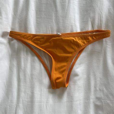 Bright Orange Solid And Striped Bikini Bottoms Such Depop