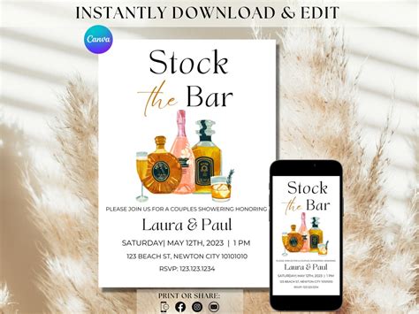 Stock The Bar Invitation Stock The Bar Party Invite Engagement Party Invitations Co Ed Wedding