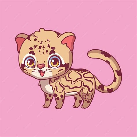 Premium Vector Illustration Of A Cartoon Clouded Leopard On Colorful