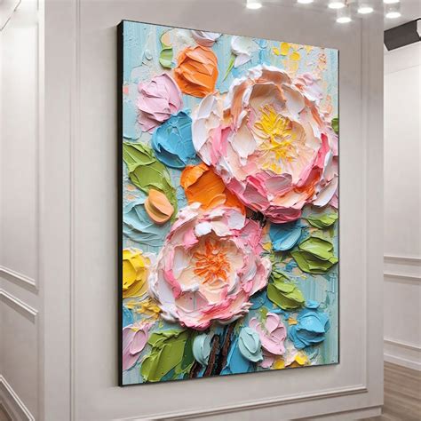 Abstract Flower Oil Painting on Canvaslarge Wall Art - Etsy