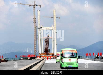 Chinese Workers Labor At The Pingtan Strait Road Rail Bridge The World