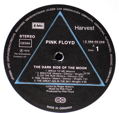 Pink Floyd Dark Side Of The Moon Vinyl Album Cover