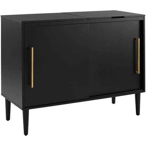 Bowery Hill Contemporary Wood Media Console Table In Matte Black