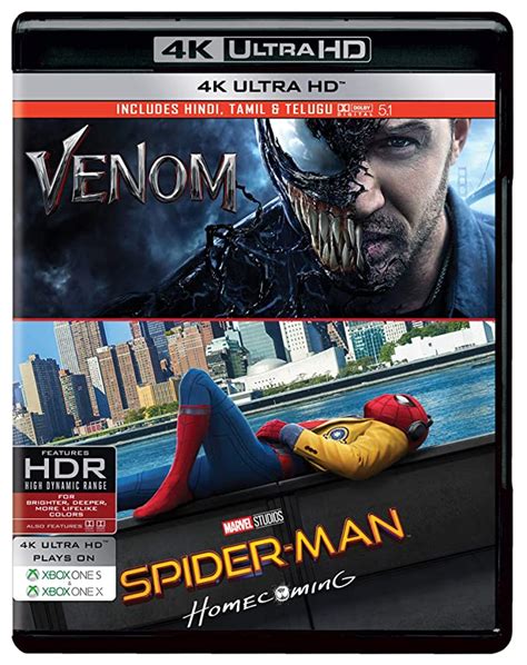 2 Superhero Movies Collection Venom Spider Man Homecoming 4K UHD