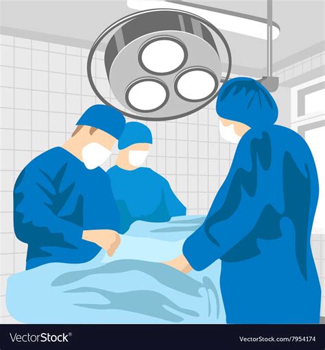 Surgeon team at work in operating room Royalty Free Vector