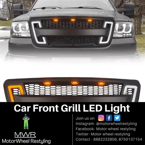 Car Front Grill Led Grill 5 Pcs Motor Wheel Restyling