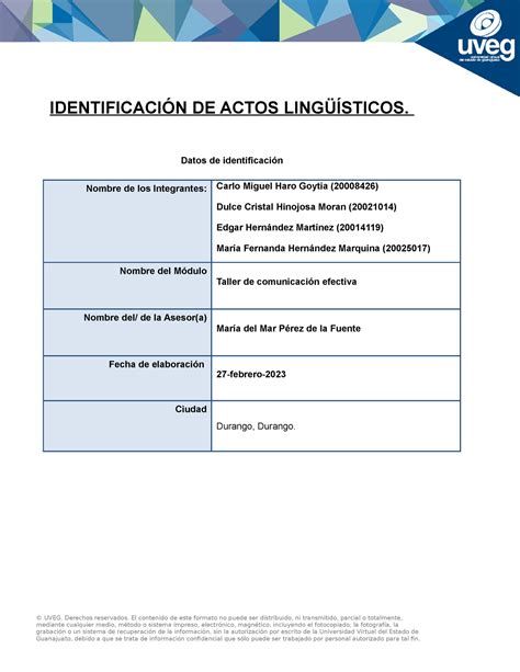 Hern Ndez Mar A Identificaci N De Actos Ling Sticos Identificaci N