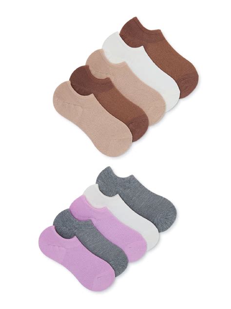 No Boundaries Women S Nude Multi No Show Fashion Liner Socks 10 Pack Size 4 10 Walmart