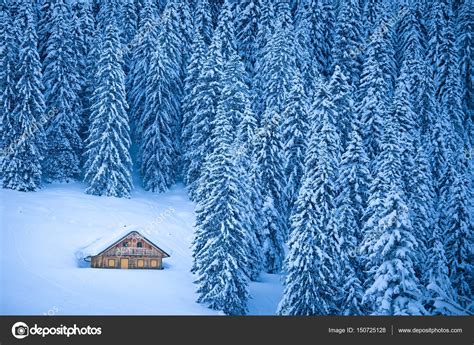 Secluded mountain cabin in winter wonderland in the Alps Stock Photo by ©pandionhiatus3 150725128