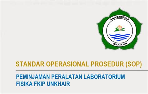 Sop Peminjaman Alat Laboratorium Laboratorium Pendidikan Fisika