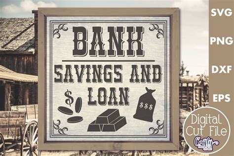 VIntage Bank Sign Western Svg Wild West Sign