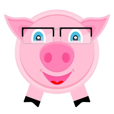 Cute Pig Black Glasses Vector Cartoon Illustration Clipart Drawing ...